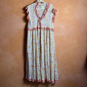 Free People Milania Maxi Dress Floral Lace Trim XS NWT